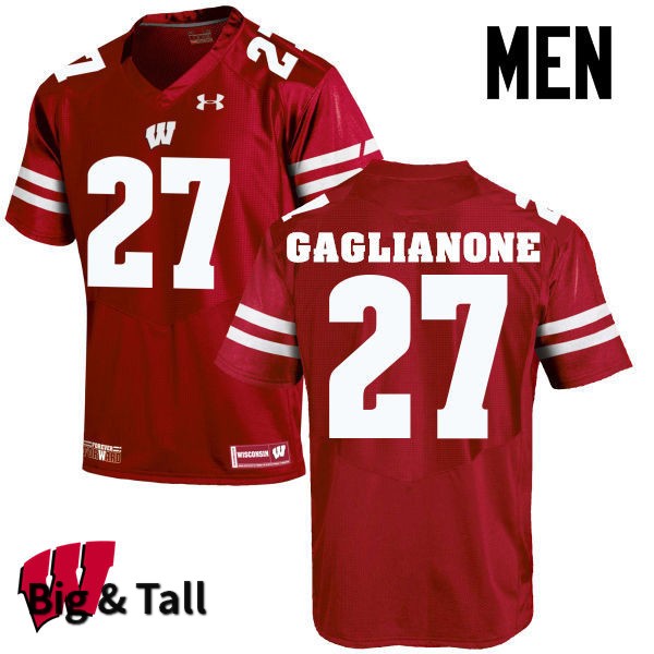 Wisconsin Badgers Men's #27 Rafael Gaglianone NCAA Under Armour Authentic Red Big & Tall College Stitched Football Jersey ZI40F48DI
